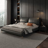 Luxury King/Queen Size Wood-Leather Bed & Bed Side Table