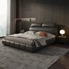 Jouska - Luxury King/Queen Size Wood-Leather Bed With Table