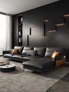 Plutonia-Upbeat Black L Shaped Corner Leather Sofa Set