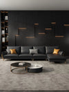 Plutonia-Upbeat Black L Shaped Corner Leather Sofa Set