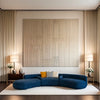 Helen - Curved Blue Fabric Couch