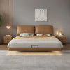 Zephyr- Luxury King-Queen Size Wood-Leather Bed & Table