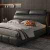 Jouska - Luxury King/Queen Size Wood-Leather Bed With Table