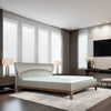 King/Queen Size Wood-Leather Bed with 2 Tables Queen Size, Tech Leather