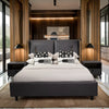 Ukiyo- Luxury King/Queen Size Wood-Leather Bed With Table