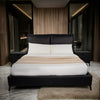 Luxury King/Queen Size Wood-Leather Bed & Bed Side Table