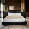 Luxury King/Queen Size Wood-Leather Bed & Bed Side Table