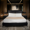 Luxury King/Queen Size Wood-Leather Bed & Bed Side Table