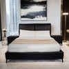 Luxury King/Queen Size Wood-Leather Bed & Bed Side Table