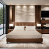 Sweven- Luxury King/Queen Size Wood-Leather Bed With Table