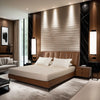 Sweven- Luxury King/Queen Size Wood-Leather Bed With Table