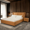 Virago- Luxury King/Queen Size Wood-Leather Bed With Table