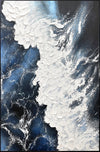blue Tidal Wave Fury Relief Canvas Art