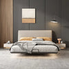 Whelve- Luxury King/Queen Size Wood-Leather Bed, Table