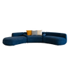 Helen - Curved Blue Fabric Couch