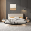 Whelve- Luxury King/Queen Size Wood-Leather Bed, Table