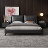 Kaizen King/Queen Size Wood-Leather Bed & Bed Side With Table