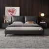 Kaizen King/Queen Size Wood-Leather Bed & Bed Side With Table