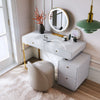 Solustrance- Elegant Dressing Table, Mirror & Leather Stool