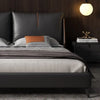 Kaizen King/Queen Size Wood-Leather Bed & Bed Side With Table