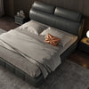 Jouska - Luxury King/Queen Size Wood-Leather Bed With Table
