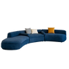 Helen - Curved Blue Fabric Couch
