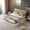 Whelve- Luxury King/Queen Size Wood-Leather Bed, Table