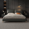 Luxury King/Queen Size Wood-Leather Bed & Bed Side Table