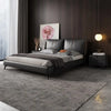Kaizen King/Queen Size Wood-Leather Bed & Bed Side With Table