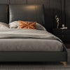 Luxury King/Queen Size Wood-Leather Bed & Bed Side Table