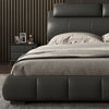 Jouska - Luxury King/Queen Size Wood-Leather Bed With Table