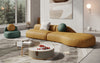 Ophelia - Modern Curved Leather Armless Sofa Set