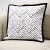 White and Black Waved Sofa Cushion