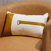 Cover For Backrest Cushion With Leather White & Brown
