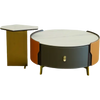 Orenda - Stylish Round Wooden Nesting Coffee Table With Storage