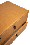 Fevre Luxury King/Queen Size Wood-Leather Bed, Storage & Table