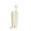 White Sitting Stickman Character Sculpture