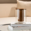 Transparent Brown Wood and Glass Tabletop Vase