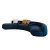 Helen - Curved Blue Fabric Couch