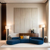 Helen - Curved Blue Fabric Couch