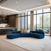 Helen - Curved Blue Fabric Couch