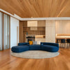 Helen - Curved Blue Fabric Couch
