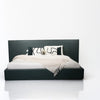 Luxury King/Queen Size Wood-Leather Bed & Bed Side Table