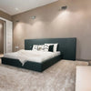 Luxury King/Queen Size Wood-Leather Bed & Bed Side Table