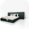 Luxury King/Queen Size Wood-Leather Bed & Bed Side Table