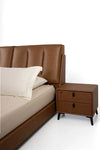 Sweven- Luxury King/Queen Size Wood-Leather Bed With Table
