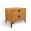 Fevre Luxury King/Queen Size Wood-Leather Bed, Storage & Table