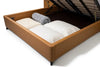 Fevre Luxury King/Queen Size Wood-Leather Bed, Storage & Table