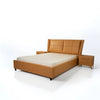 Virago- Luxury King/Queen Size Wood-Leather Bed With Table