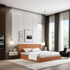 Osaka- Cosy King/Queen Size Wood-Leather Bed with Two Table